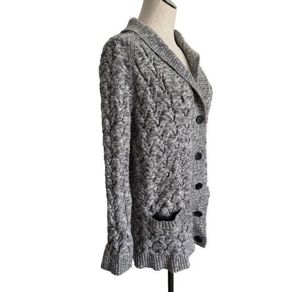 Lands' End Drifter Thick Heavy Cable-Knit Shawl Collar Cardigan Sweater XL/P 18 - Picture 4 of 8